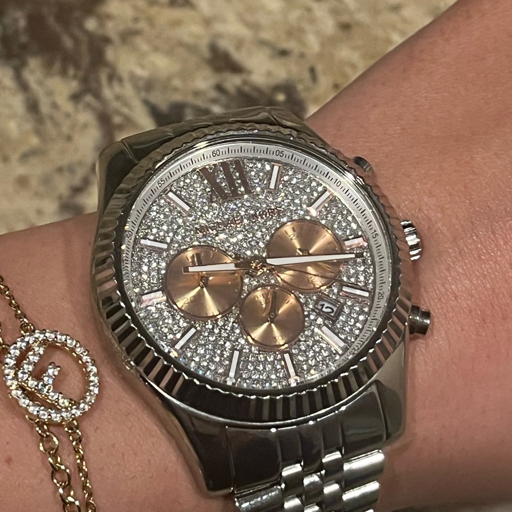 Michael Kors Lexington Silver Crystal Dial Watch